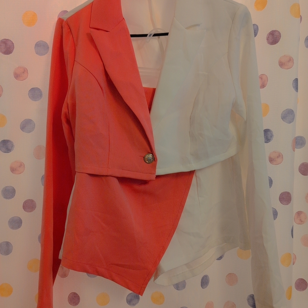 Women's Two-Tone Blazer Jacket Short Set